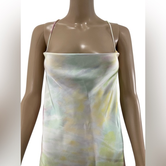 Zara Tie Dye Watercolor Elegant Multicolor Slip Mini Dress size M - Picture 3 of 5